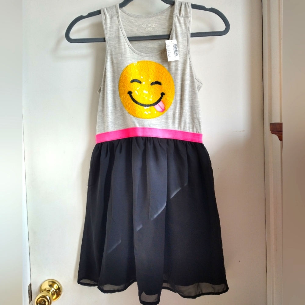 The Children's Place Girls Sequin Emoji Racerback Casual Dress